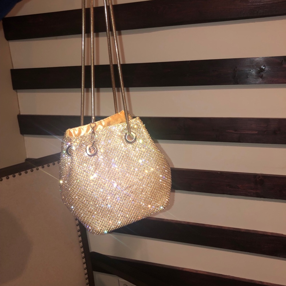 Luxury Rinestone Bucket Bag (Gold Mini Size)